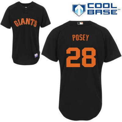 Discount San Francisco Giants 28 Buster Posey Black Cool Base MLB Jersey Baseball MLB Jerseys